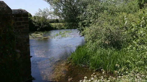 Old bridge and  small river Stock Footage 51691231