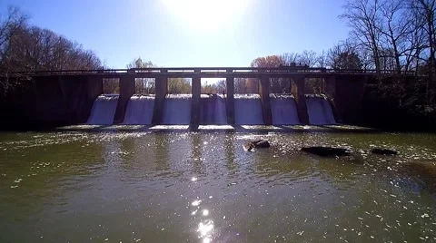 Old bridge and water fall. Video stock 58355878