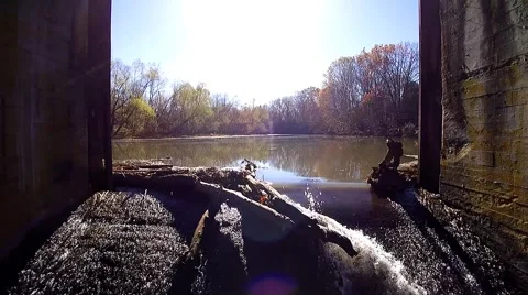 Old Bridge and Waterfall Video stock 58355882