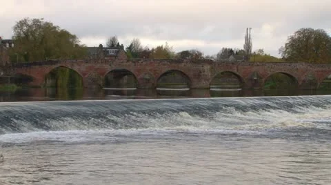 Old Bridge and Weir Stock Footage 21906298