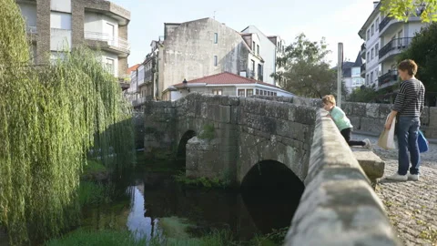 Old bridge in the Caldas de Reis, Spain. Camino de Santiago. Stock Footage 147997698