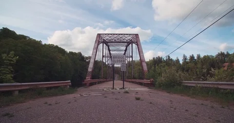 Old Bridge Closed Wide Pan Down Stock Footage 71329180