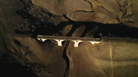 Old bridge. Drone footage of an old railway bridge Stock Footage 240873185