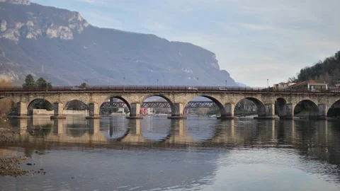 Old bridge on Lecco lake Stock Footage 170744726