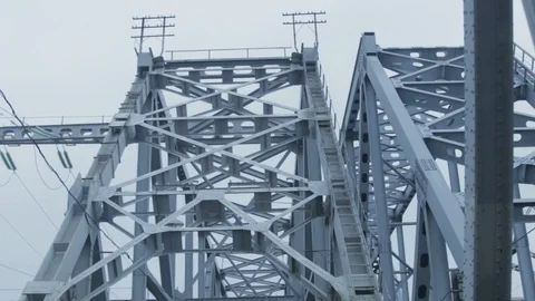 The old bridge. Metal constructions Video stock 100162588