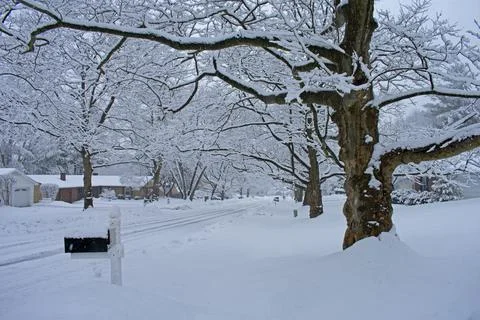 Old Bridge Mid Winter Snowfall -07 Stock Photos