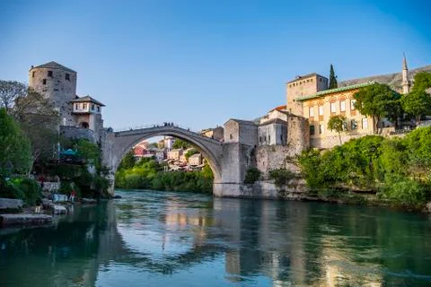 Old bridge in Mostar also called Stari Most over the river Neretva, Federation Stock Photos