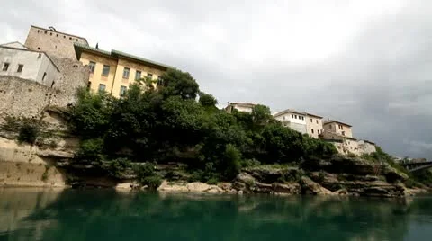 Old bridge in Mostar, Bosnia and Herzegovina Stock Footage