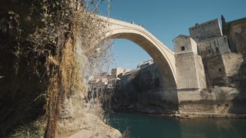 Old bridge in Mostar Stock Footage 128687619