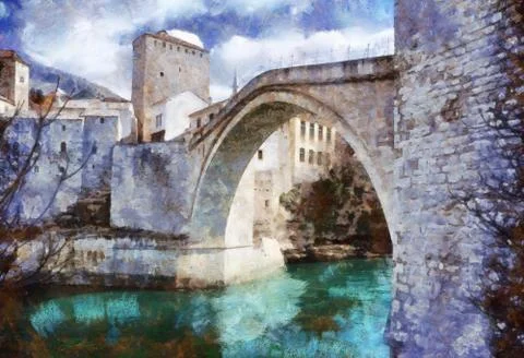 Old Bridge in Mostar Stock-Illustration