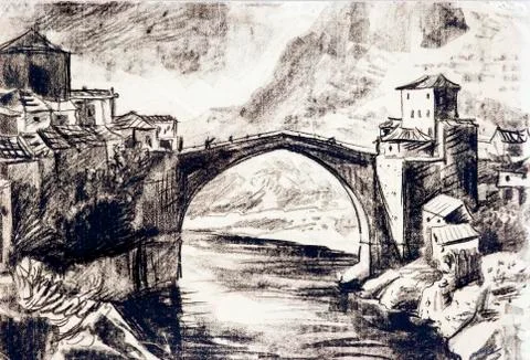 Old bridge in mostar Fotos de archivo