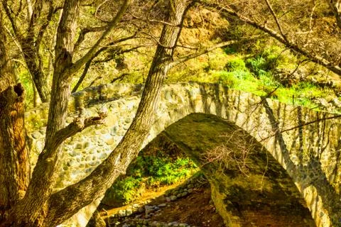 Old bridge in the mountains forest area of Troodos Mountains, Stock Photos