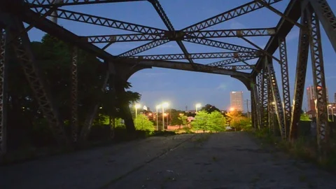 Old bridge night fall Stock Footage 127141755