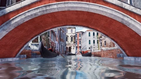 Old bridge over canal in Venice Low angle view 4K Stock Footage 112777927