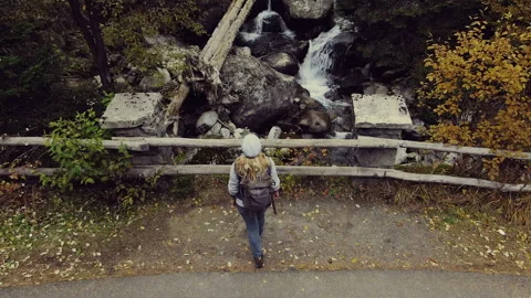Old bridge over mountainous stormy river. Stock Footage 118442360
