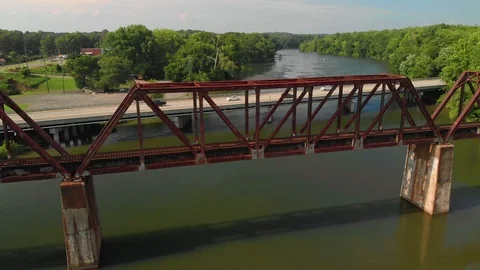 Old Bridge Over a river Cinematic Establishing Shot Stock Footage 93101335