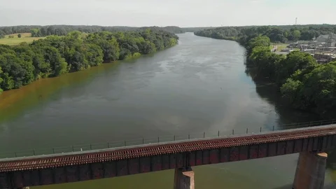 Old Bridge Over a river Cinematic Establishing Shot Stock Footage 93101404