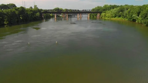 Old Bridge Over a river Cinematic Establishing Shot Stock Footage 93101409
