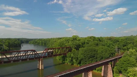 Old Bridge Over a river Cinematic Establishing Shot Stock Footage 93101890
