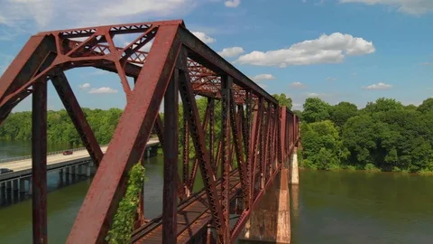 Old Bridge Over a river Cinematic Establishing Shot Stock Footage 93101893