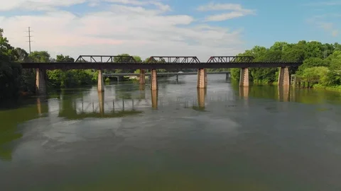 Old Bridge Over a river Cinematic Establishing Shot Stock Footage 93101903
