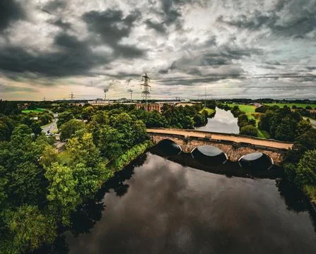 The old bridge over the river wire in Ferrybridge Stock Photos