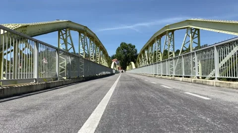 Old bridge with painted steel structure Video stock 137956274