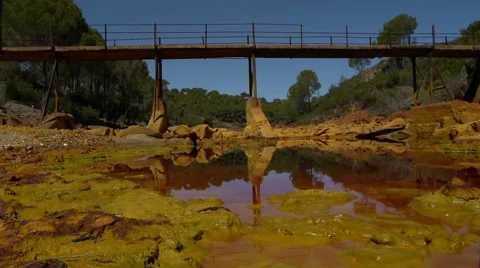 Old Bridge in Rio Tinto Stock Footage 48907751