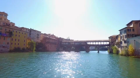 Old bridge seen from a drone Stock Footage 86689445