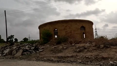Old British Colonial Water Tower or Guard Post in Ruins Stock Footage 341392061