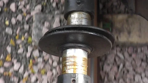 Old British train buffers at speed Stock Footage 119497997