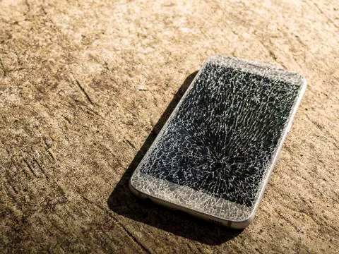 Old broken and cracked screen smartphone Stock Photos