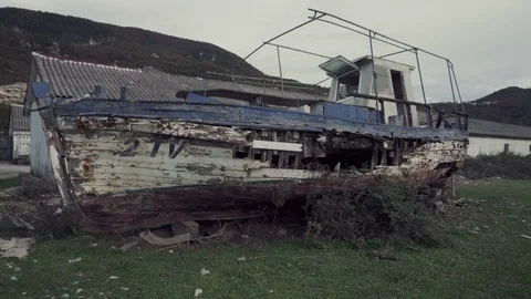 Old broken boat Stock Footage 82661074