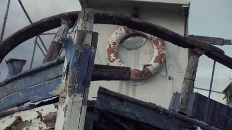 Old broken boat Stock Footage 82666746