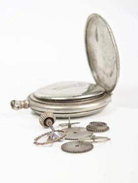 Old broken clock parts Stock Photos