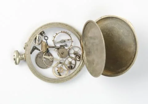 Old broken clock parts Stock Photos