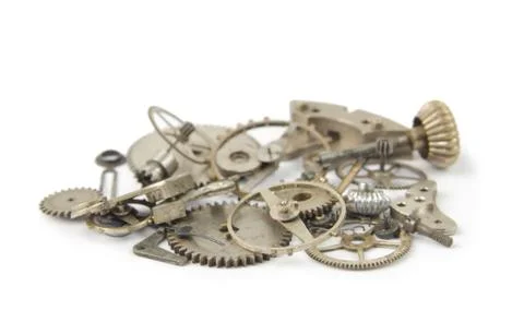 Old broken clock parts Stock Photos