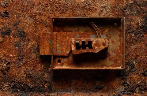 Old broken corroded safe lock Stock Photos