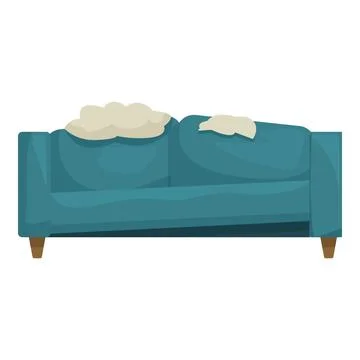 Old broken couch with torn upholstery, concept of poverty and misery Stock Illustration