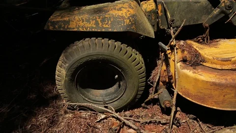 Old broken down lawn mower Stock Footage 91235168