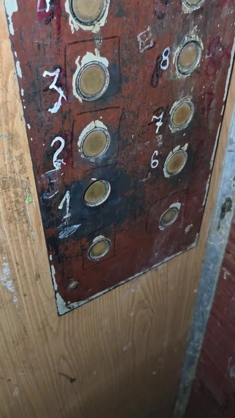 Old Broken Elevator Button Panel with Handwritten Numbers Stock Footage 314746604