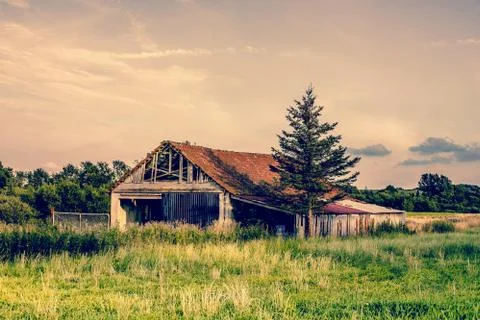 Old broken farm Stock Photos