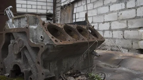 Old broken machine engine at Chernobyl nuclear zone Stock Footage 114393903