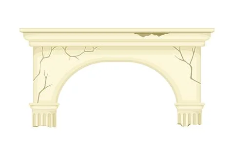 Old broken marble arch, ancient architecture design element vector illustration イラスト素材