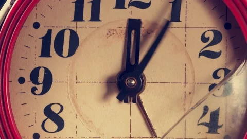 Old broken rusty clock. The hands of the clock are moving fast. close-up. Stock Footage 196561561