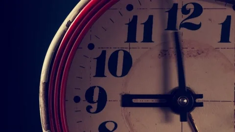 Old broken rusty clock. The hands of the clock are moving fast. close-up. Stock Footage 196561755