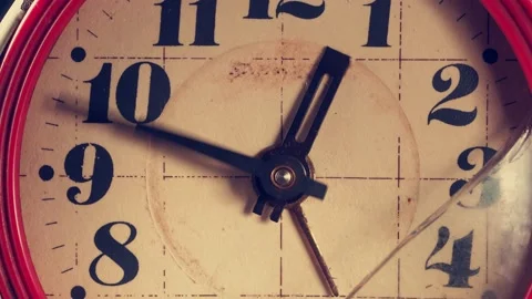 Old broken rusty clock. The hands of the clock are moving fast. close-up. Stock Footage 196562047