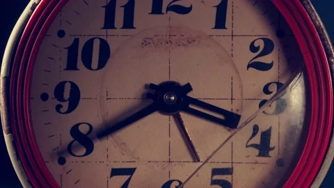 Old broken rusty clock. The hands of the clock are moving fast. close-up. Stock Footage 196562322