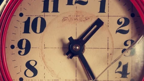 Old broken rusty clock. The hands of the clock are moving fast. close-up. Stock Footage 196562651