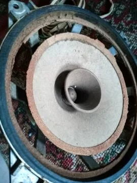 Old broken Soviet-made speaker 10gdsh-1-4. repair of old speaker. Stock Photos
